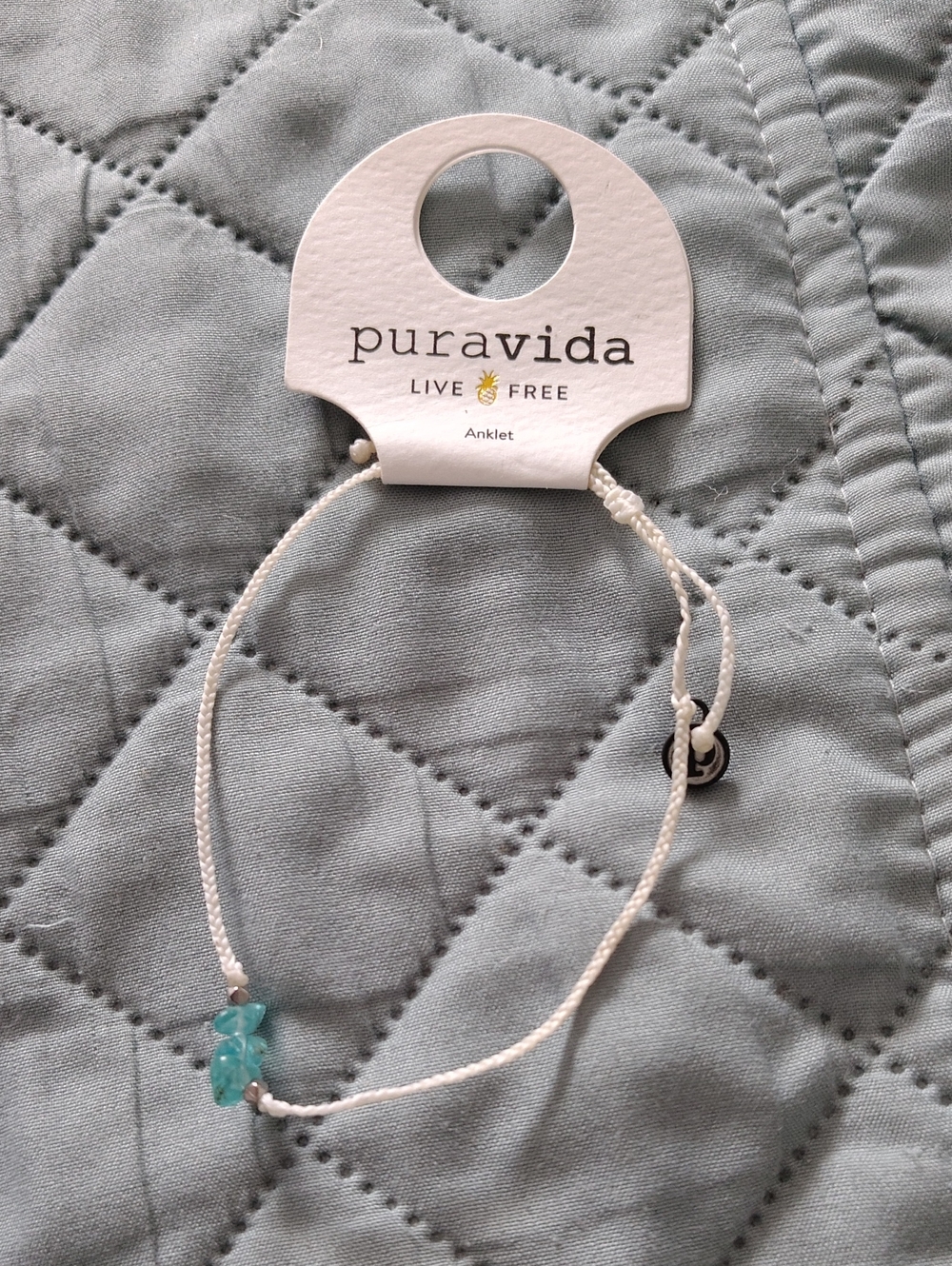 Pura Vida Fluorite Raw Stone Anklet